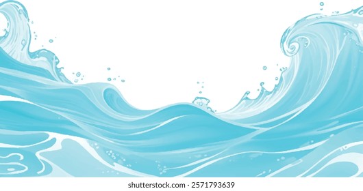 Abstract soft green and blue watercolor ocean wave texture with a transparent backdrop, perfect for ocean, water wave, and beach-themed graphic designs and artistic backgrounds.
