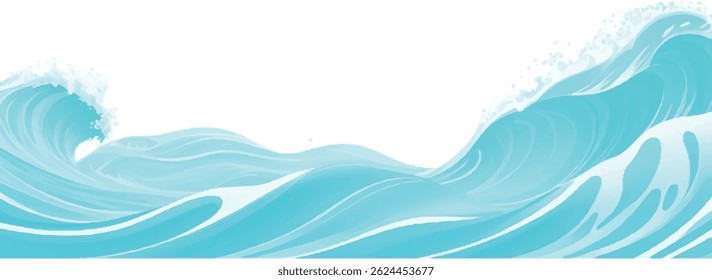 Abstract soft green and blue watercolor ocean wave texture with a transparent backdrop, perfect for ocean, water wave, and beach-themed graphic designs and artistic backgrounds.
