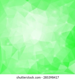 Abstract soft green colored polygonal vector triangular geometric background for use in design for card; invitation; poster; banner; placard or billboard cover