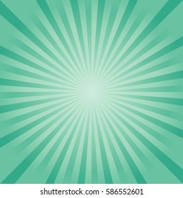 Abstract soft Green rays background. Vector