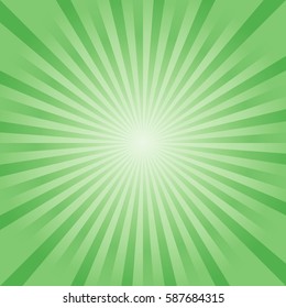 Abstract soft Green rays background. Vector.