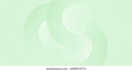 Abstrato verde suave e branco gradiente tom minimalista com círculos. Fundo verde suave simples. Estilo de efeito de círculo geométrico. Ilustração vetorial.