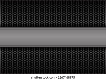 Abstract soft grey banner overlap on dark hexagon mesh design modern futuristic background vector illustration.