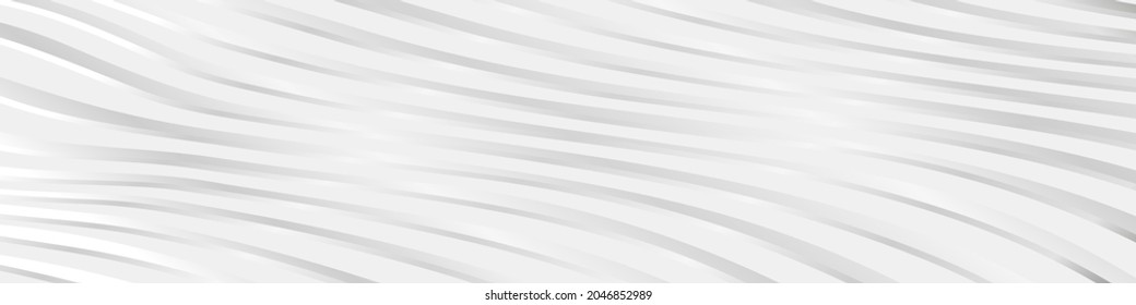 Abstract soft grey texture wide horizontal banner with chrome lines. Silver and white background. Vector illustration