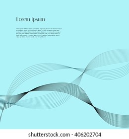 Abstract soft light blue background with flowing blue and gray lines. Vector background for design magazines and leaflets