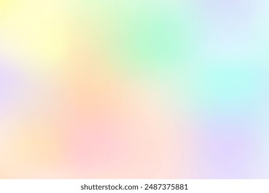 Abstract soft light gradient background in pastel rainbow color. Iridescent blur holographic backdrop.