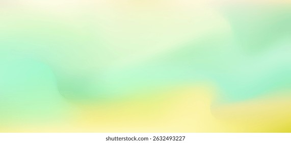 Abstract soft light wavy yellow and green fluid striped mesh gradient background. Vibrant summer meadow colors liquid digital watercolor illustration for nature concept, banner design