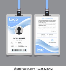 Abstract Soft Pastel Blue Wave Id Card Design, Professional Identity Card Template Vector for Employee and Others