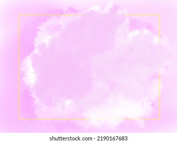 abstract soft pastel pink cloud sky watercolor with yellow frame background