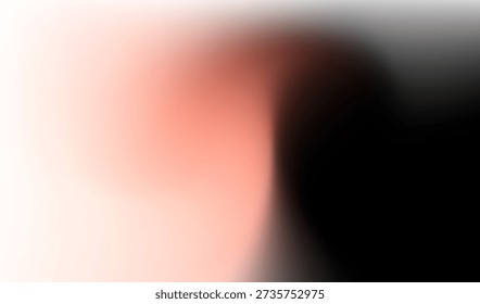 Abstract Soft Peach and Black Mesh Gradient Background. Minimalist Dark Fluid Color Transition on White Backdrop. Minimalist Organic Fluid Form in Muted Tones
