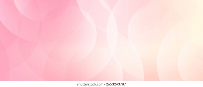 Fundo rosa macio abstrato com círculos sobrepostos transparentes e gradiente de luz.