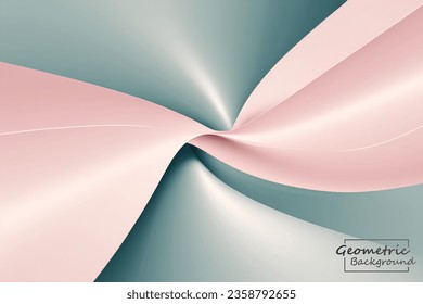 Abstrakter, weichrosa und blauer geometrischer Hintergrund. Dynamische Formen-Zusammensetzung. Vektorgrafik.