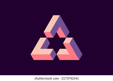 Abstract soft pink and violet impossible triangle