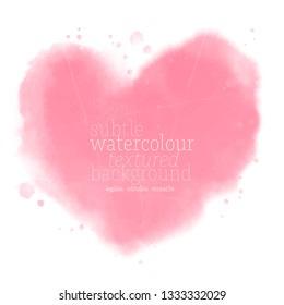 abstract soft pink watercolor heart shape on white background. eps 8