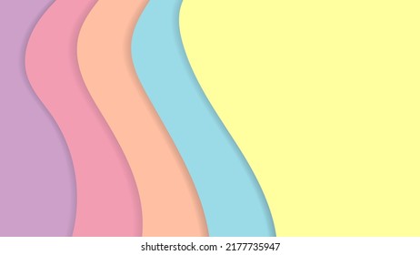 Abstract soft pinks and blues pastel summer background with paper waves for banner, backdrop, poster or web site design.3d rendering, multilayer paper cut vector illustration