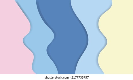 Abstract soft pinks and blues pastel summer background with paper waves for banner, backdrop, poster or web site design.3d rendering, multilayer paper cut vector illustration