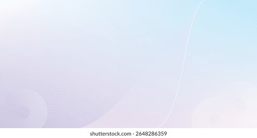 Abstract Soft Purple and Blue Gradient Background with Flowing White Lines and Circular Patterns