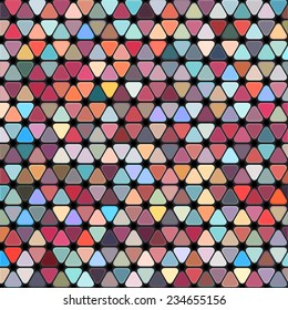 Abstract soft retro color triangle pattern. Geometric multicolor background for modern design. Vector decor