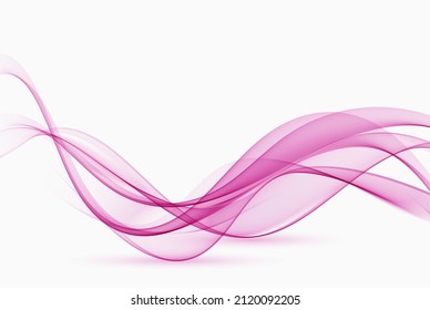 Resumen de una plantilla de diseño suave y suave con líneas onduladas rosas sobre fondo blanco. 