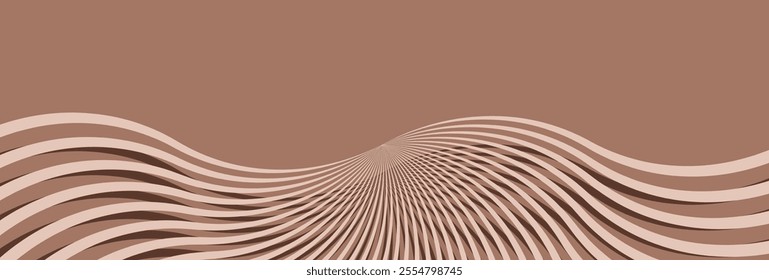 Abstract Soft Warming Brown Mocha Mousse background with light rays. Luxury long natural backdrop. Geometric art digital screen. Poster, banner. wallpaper. Presentation card. Copy space. Cover design.