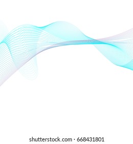 Abstract soft waves on white  background.  Abstract  lines  background. Vector illustration