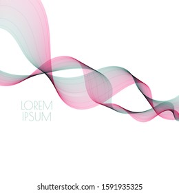 Abstract soft waves red-green color. Smooth gradient transition from lines isolated on white background. Vector illustration for fashion, cosmetics, cover.