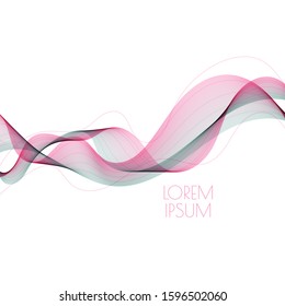 Abstract soft waves red-green color. Smooth gradient transition from lines isolated on white background. Vector illustration for fashion, cosmetics, cover.
