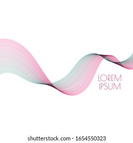 Abstract soft waves red-green color. Smooth gradient transition from lines isolated on white background. Vector illustration for fashion, cosmetics, cover.