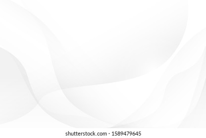 Abstract soft waves white and gray color background. Vector, illustration