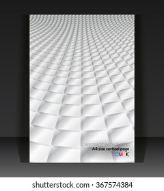 Abstract soft wavy square shapes background. Ideal for brochure & flyer cover designs. Vertical A4 page size.