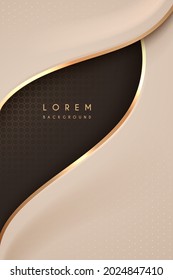 Abstract soft white and brown luxury background with golden lines