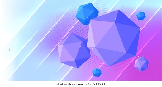 Abstractas luz blanca suave con bola de polígono púrpura y azul. Diseño minimalista de moda. Fondo de Ilustración vectorial