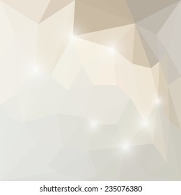 Abstract soft winter colored polygonal triangular background with glaring lights for use in design