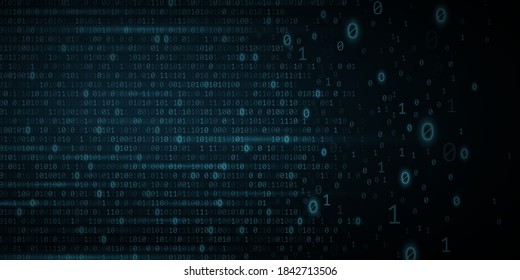 Abstract software binary code background. Random glowing programming symbols in motion. Digital data. High technology concept. Light effect. Vector illustration. EPS 10