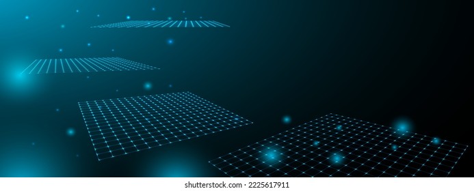 Resumen de baterías solares de fondo geométrico tecnológico con luces de neón azul. Ilustración de vectores eléctricos de energía alternativa. Papel de pantalla digital del concepto de abstracción de baterías de energía solar alternativa