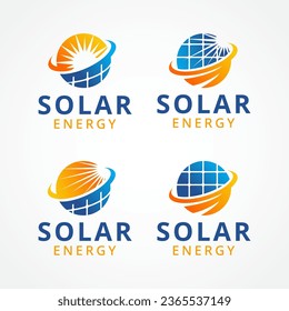 abstract solar energy logo design vector template