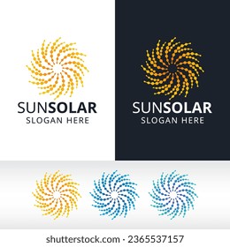 abstract solar energy logo design vector template