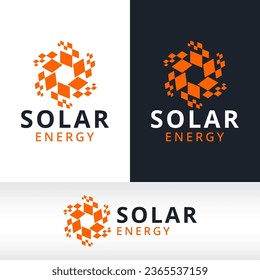 abstract solar energy logo design vector template