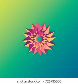 abstract solar logo. circle flower sun shine element ornament