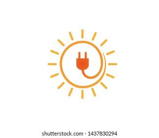 Abstract Solar Plug Sun Symbol Vector Logo Design Illustration