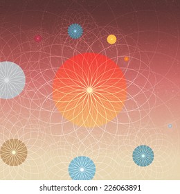 Abstract Solar System Planets and Sun - Vector Illustration