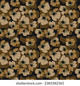 abstract a solid batik flowers arrangement with medium color, all over vector textile and carpet design with black background