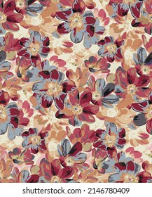 abstract solid blooming flowers with red tones color illustration vector all over textile motif digital image