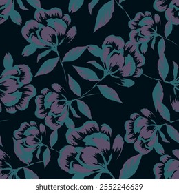 abstract a solid dual-color hibiscus flowers arrangement with multicolor leaves, all over vector design with bright background illustration digital image for textile printing factory