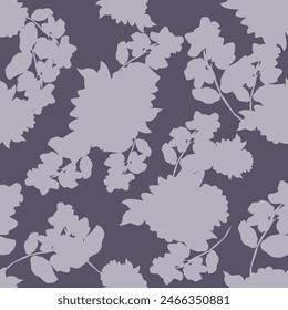 abstract solid dual-color simple flowers and green leaves all-over vector digital image for textile print motifs and paper