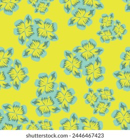 abstract solid dual-tone hibiscus flower pattern arrangement with white color, all over vector design with yellow and orange tone illustration