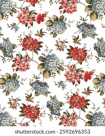 abstract solid dual-tone textile design, arrangement with big and small flower, all-over seamless vector pattern with gray and red tone color illustration digital image printing factory
