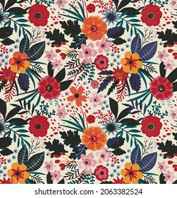 abstract solid flowers arrangement, all over vector design with a solid background for textile printing factory
