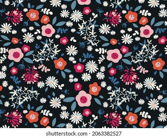 abstract solid flowers arrangement, all over vector design with a solid background for textile printing factory
