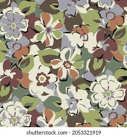 abstract solid flowers arrangement, all-over design with solid background for textile printing factory